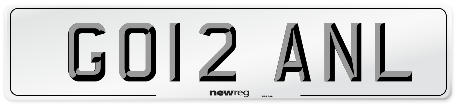 GO12 ANL Number Plate from New Reg